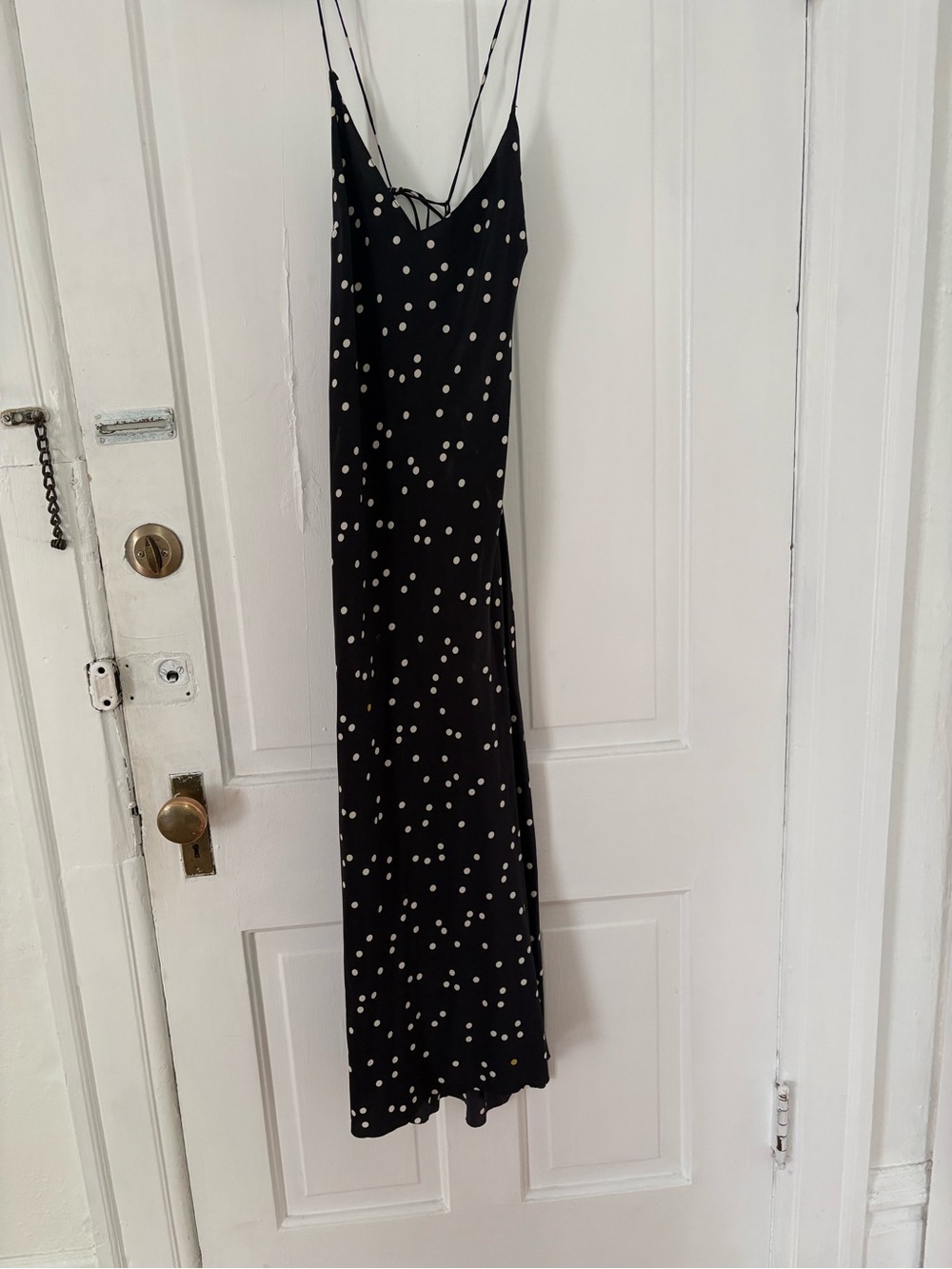 No. 6 Black Maxi Slip Dress with White Polka Dots